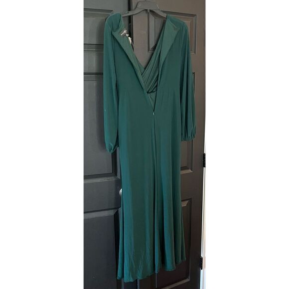 Betsy & Adam Women's Petite Long Sleeve V-Neck Stretch Wrap Knot Dress - Picture 5 of 9